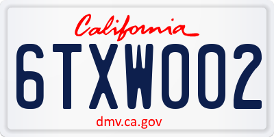 CA license plate 6TXW002