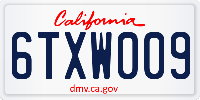 CA license plate 6TXW009