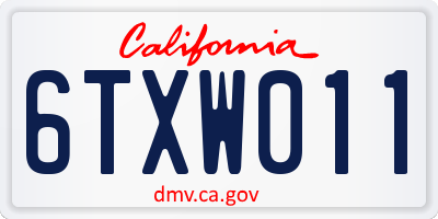 CA license plate 6TXW011