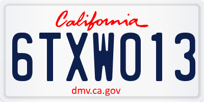 CA license plate 6TXW013