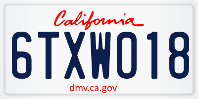 CA license plate 6TXW018