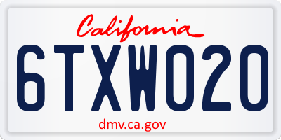 CA license plate 6TXW020