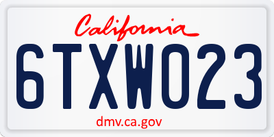 CA license plate 6TXW023