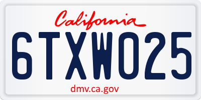 CA license plate 6TXW025