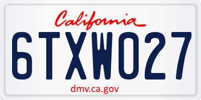 CA license plate 6TXW027