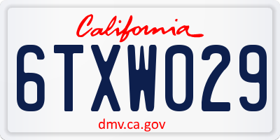 CA license plate 6TXW029
