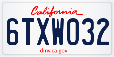 CA license plate 6TXW032