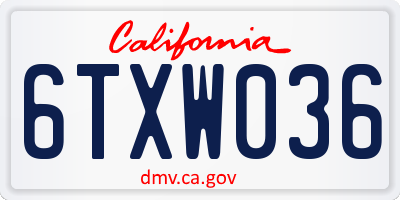 CA license plate 6TXW036