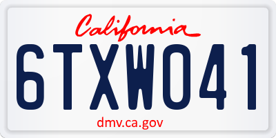 CA license plate 6TXW041