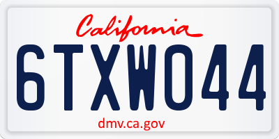 CA license plate 6TXW044