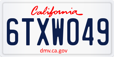 CA license plate 6TXW049