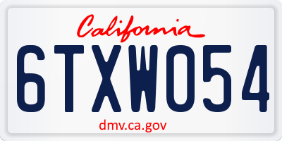 CA license plate 6TXW054