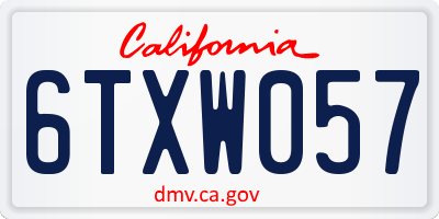 CA license plate 6TXW057