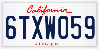 CA license plate 6TXW059