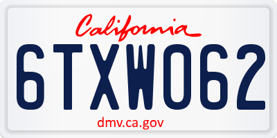 CA license plate 6TXW062