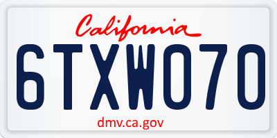 CA license plate 6TXW070