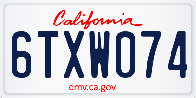 CA license plate 6TXW074