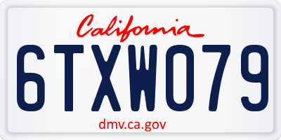 CA license plate 6TXW079