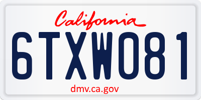 CA license plate 6TXW081
