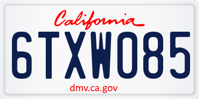 CA license plate 6TXW085