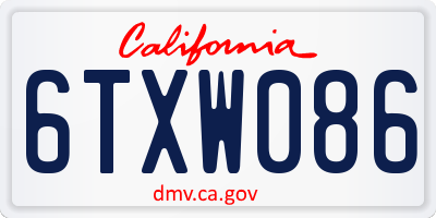 CA license plate 6TXW086
