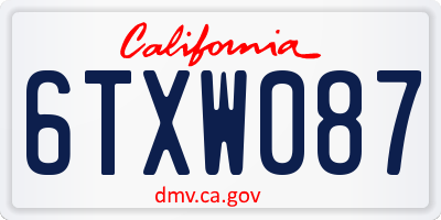 CA license plate 6TXW087