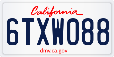 CA license plate 6TXW088
