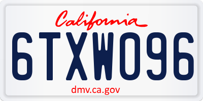 CA license plate 6TXW096
