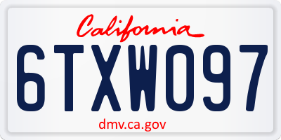 CA license plate 6TXW097