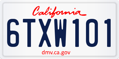 CA license plate 6TXW101