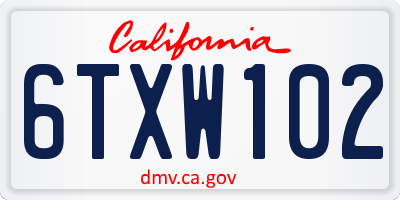 CA license plate 6TXW102