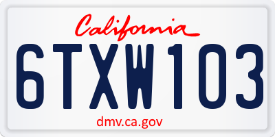 CA license plate 6TXW103