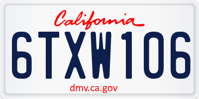 CA license plate 6TXW106