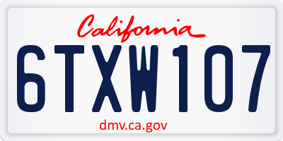 CA license plate 6TXW107