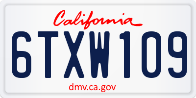 CA license plate 6TXW109