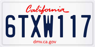 CA license plate 6TXW117