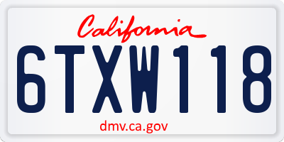 CA license plate 6TXW118