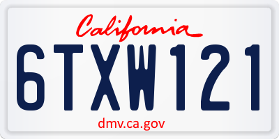 CA license plate 6TXW121
