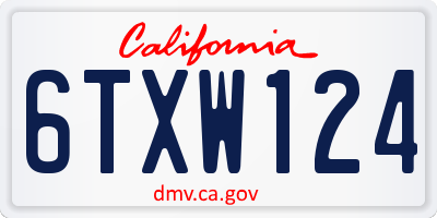 CA license plate 6TXW124