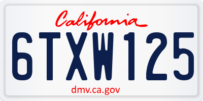 CA license plate 6TXW125