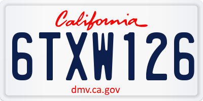 CA license plate 6TXW126