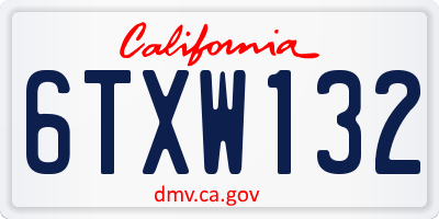 CA license plate 6TXW132