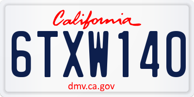 CA license plate 6TXW140