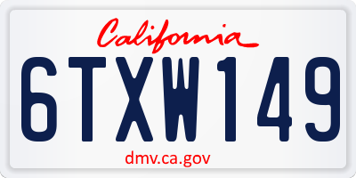 CA license plate 6TXW149