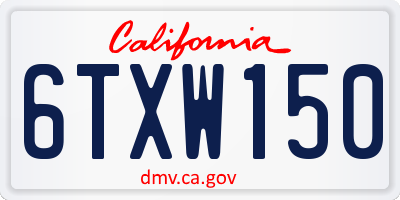 CA license plate 6TXW150