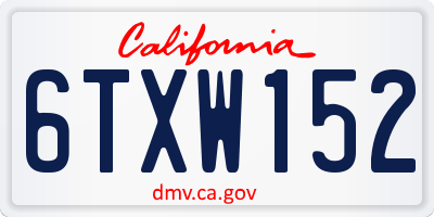 CA license plate 6TXW152