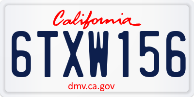 CA license plate 6TXW156