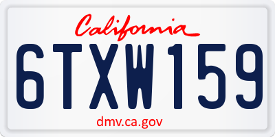 CA license plate 6TXW159