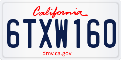 CA license plate 6TXW160