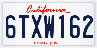 CA license plate 6TXW162